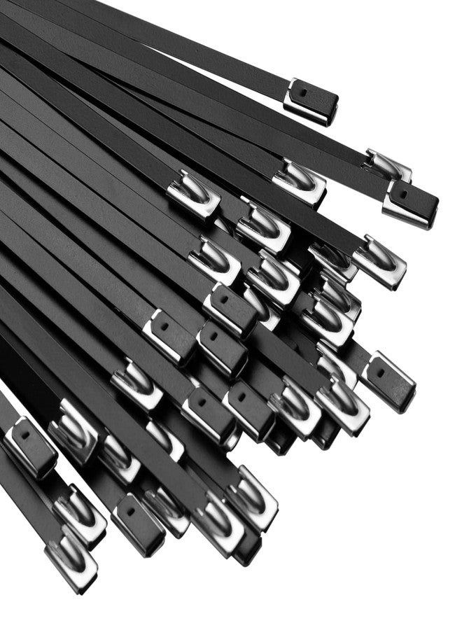 OFFO Black Zip Ties Made of Metal 19.7 in Premium Heavy Duty Stainless Steel Wire Multifunctional Locking Exhaust Wrap Flexible Durable 30 PCS - Image 1